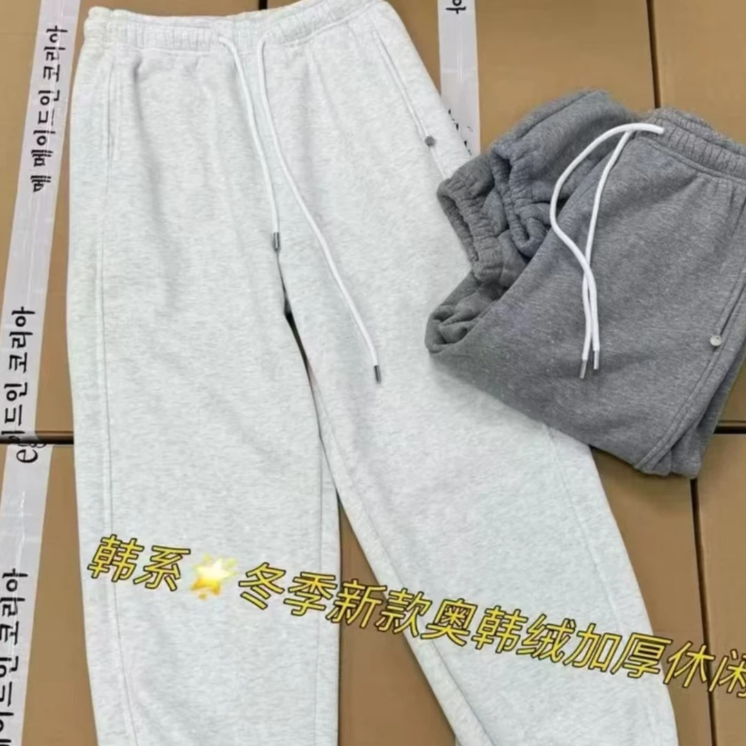 【嘻嘻家】韩系蛋家休闲裤宽松加绒加厚撒银裤子27078