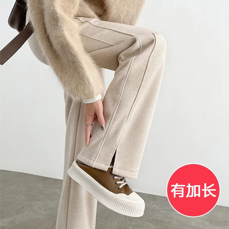 醋酸毛呢开叉香蕉阔腿裤2025年春季爆款宽松通勤窄腿直筒女士裤子