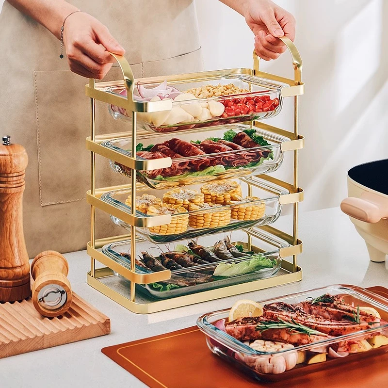 轻奢厨房多层备菜盘家用多功能火锅菜盘网红神器配菜盘子置物架子