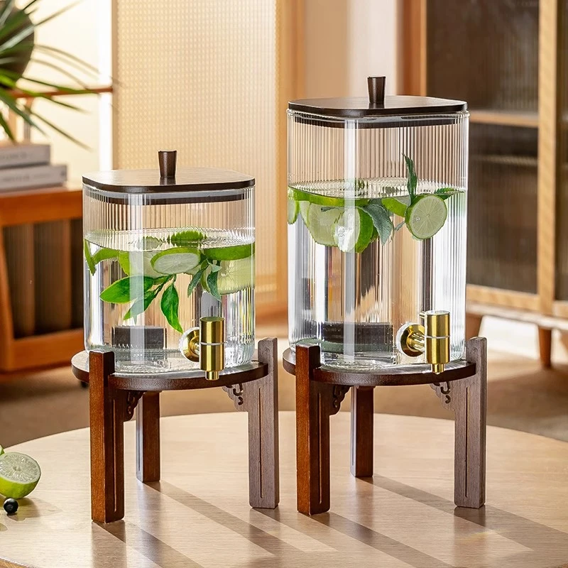 简约高颜值大容量带龙头冷水壶耐高温玻璃凉水壶家用商用加厚水壶