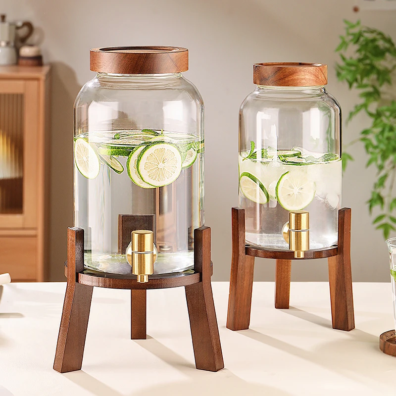 格娜斯带龙头冷水壶家用耐高温玻璃凉水壶果汁饮料桶可乐奶茶桶