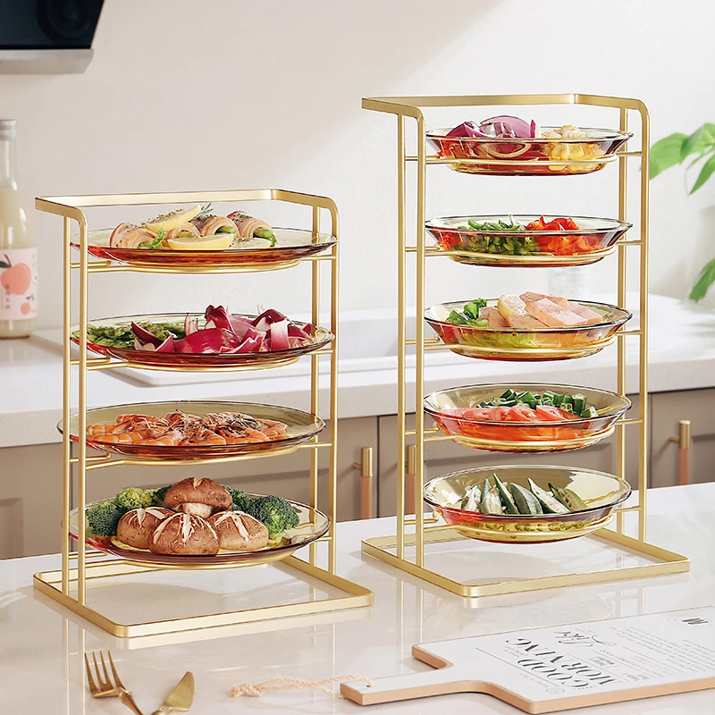 轻奢厨房多层备菜盘家用多功能火锅菜盘配菜盘子收纳置物架子神器