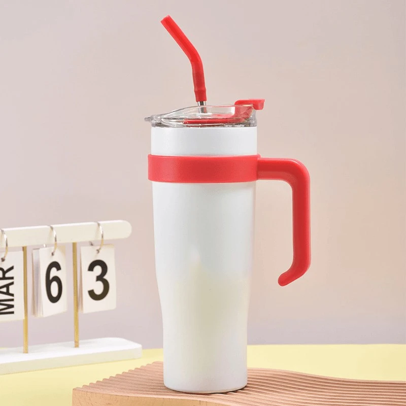 新款巨无霸不锈钢汽车杯大容量手柄冰霸杯吸管保温水杯带盖直