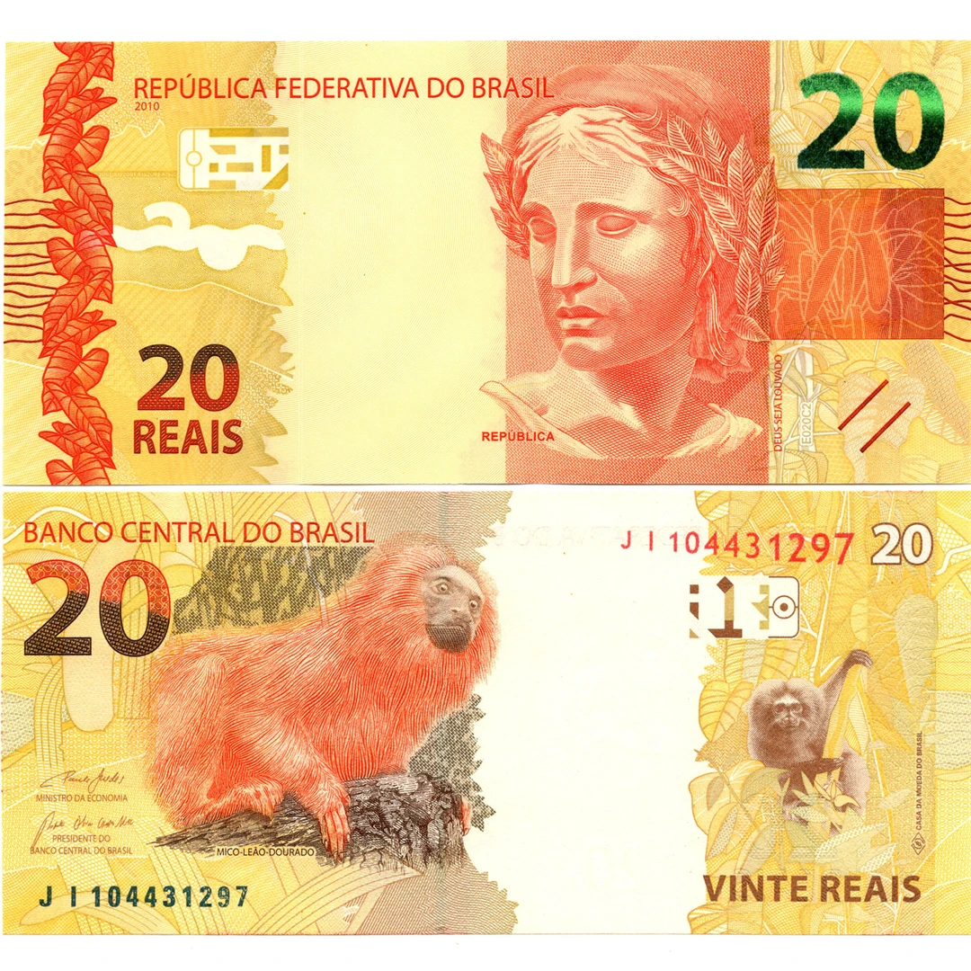 巴西20雷亚尔全新UNC纸币老纸钞外国钱币收藏