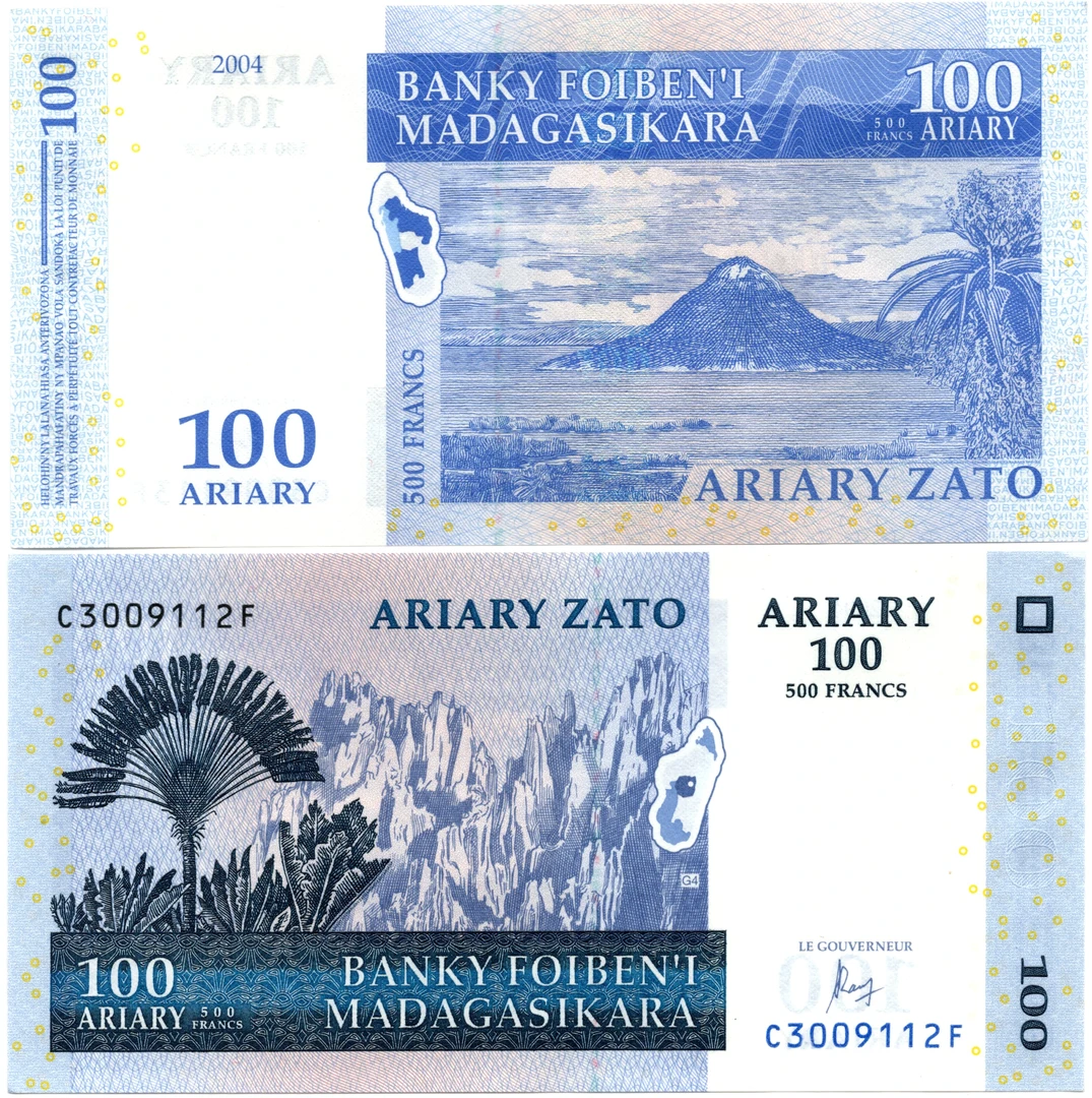 马达加斯加100阿里亚里全新UNC纸币老纸钞外国钱币收藏
