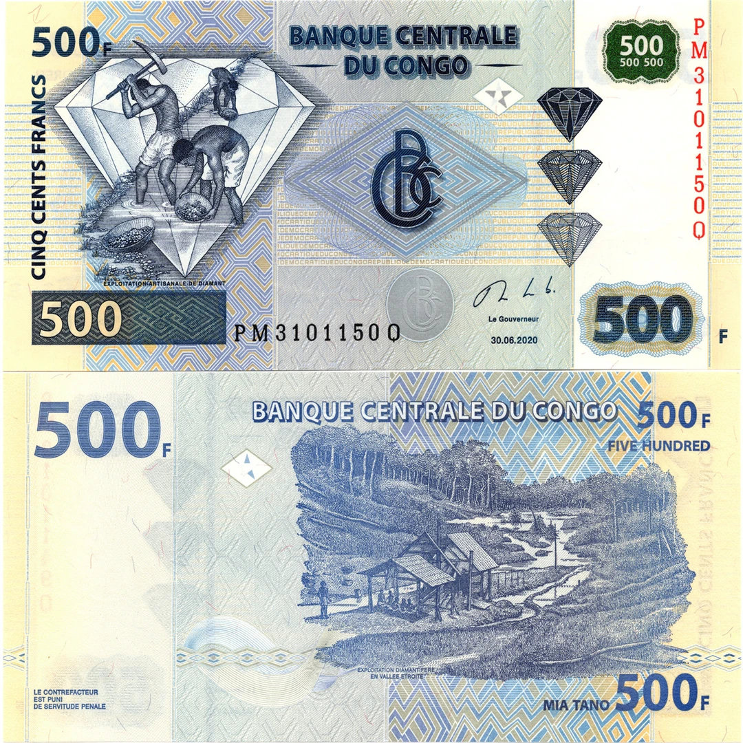 民主刚果500法郎全新UNC纸币老纸钞外国钱币收藏