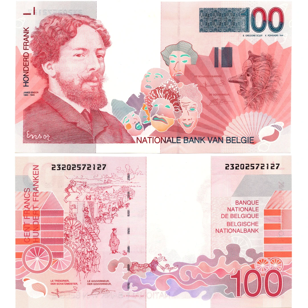 比利时100法郎1995年全新UNC纸币老纸钞外国钱币收藏