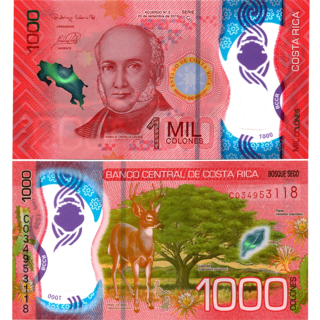 哥斯达黎加1000科朗2019年全新UNC纸币老纸钞外国钱币收藏