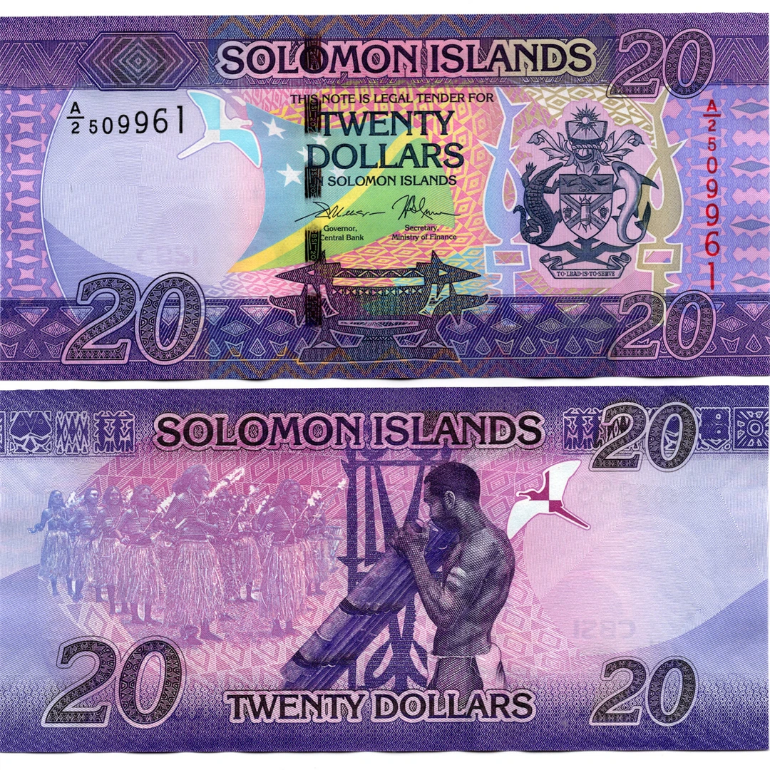 无47所罗门群岛20元全新UNC纸币老纸钞外国钱币收藏