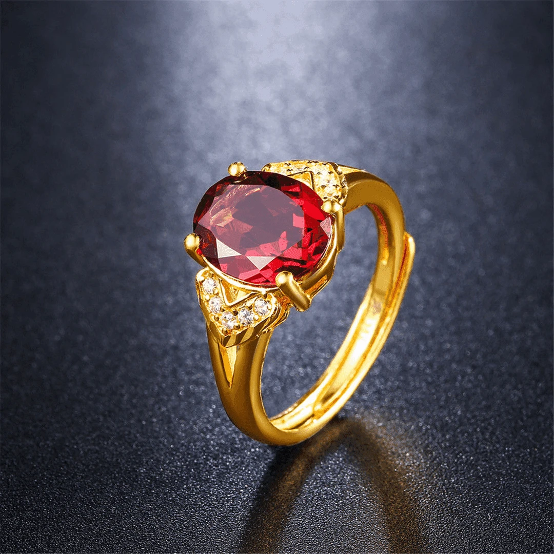 合金戒指 2024新款（红石戒指）轻奢精美时尚潮流经典百搭大气红色