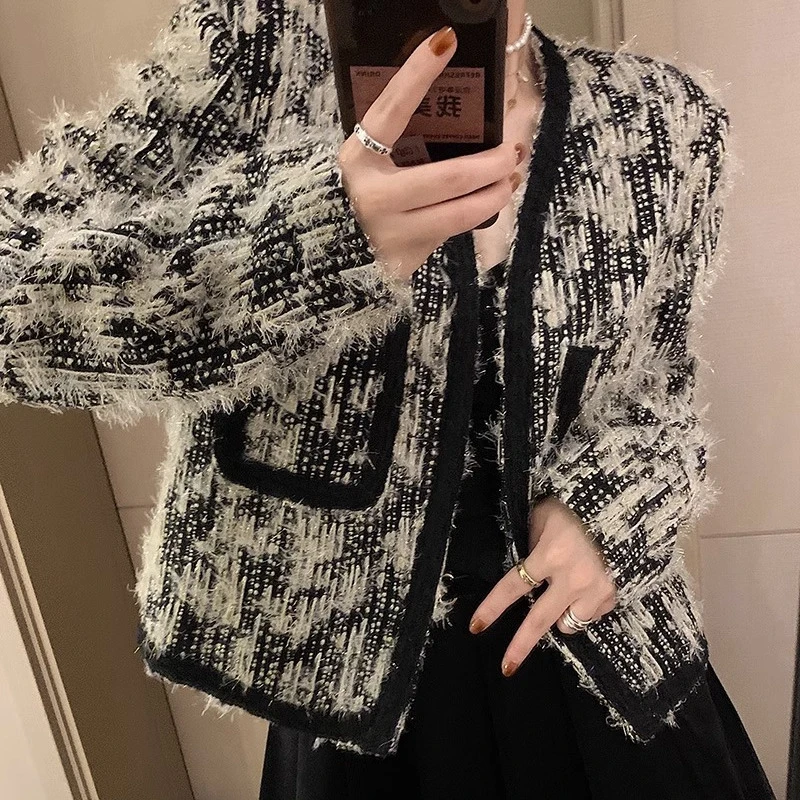 设计感小众编织秋冬短外套女春秋小个子美式复古高级感夹克上衣