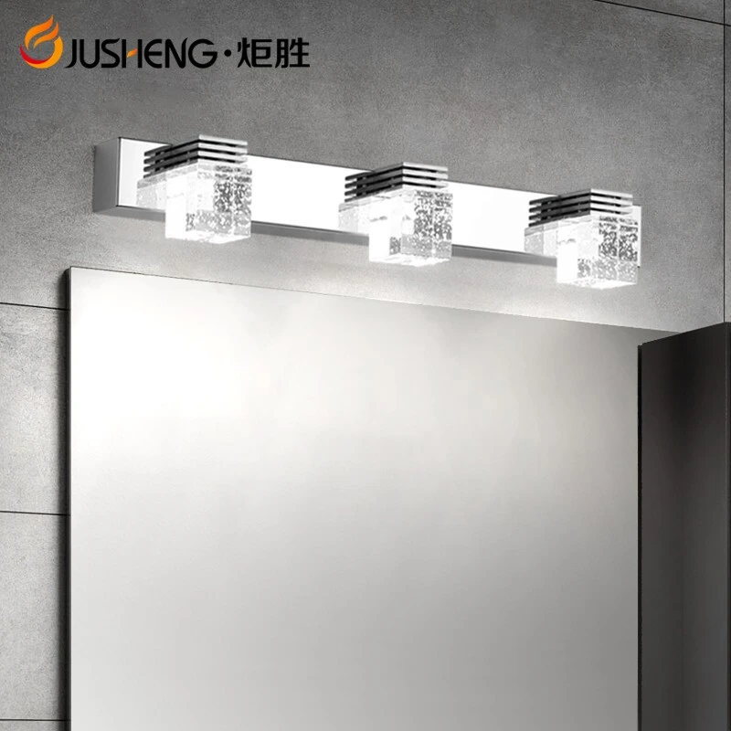 炬胜家用浴室气泡水晶柱镜前灯LED不锈钢镜子灯简约卫生间镜子灯