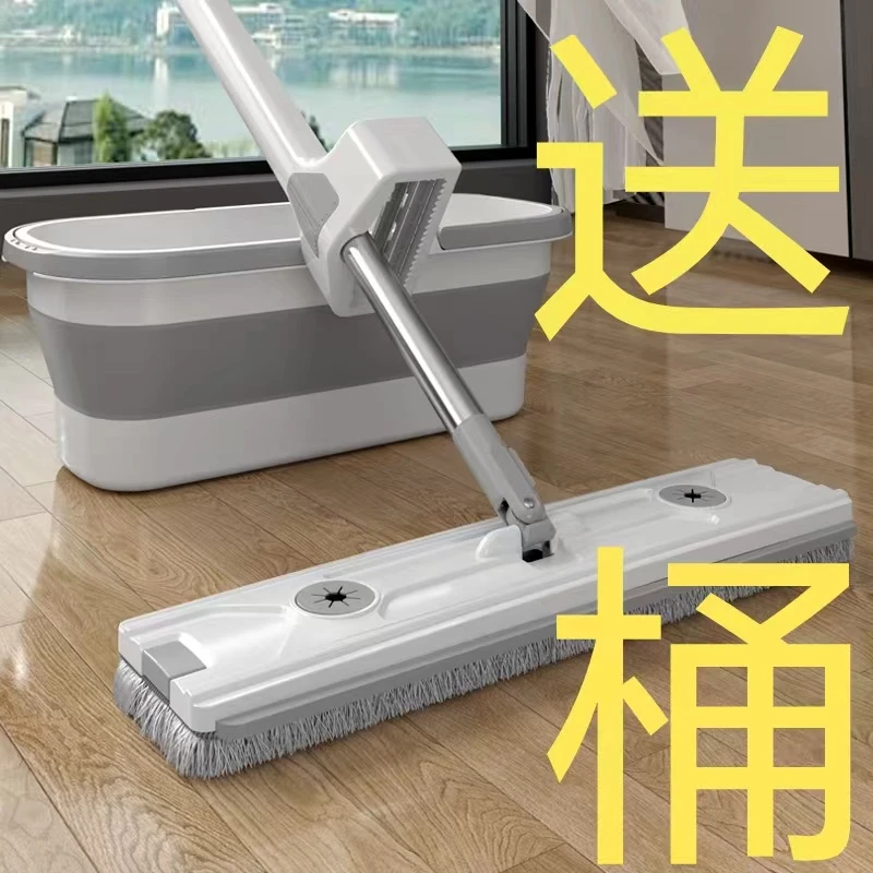 4布带桶45CM平板拖把懒人一拖净干湿两用墩布拖地神器吸水家用