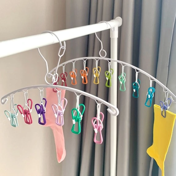 彩虹衣架家用阳台晒袜子神器袜子架多夹子袜夹宿舍挂衣无痕晾衣架