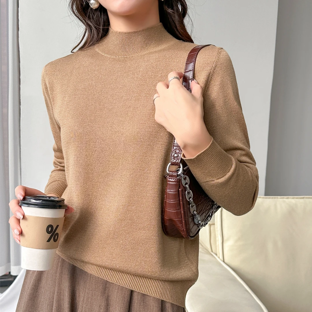 加厚版半高领长袖轻奢简约星空闪针织宽松时尚百搭羊毛衫