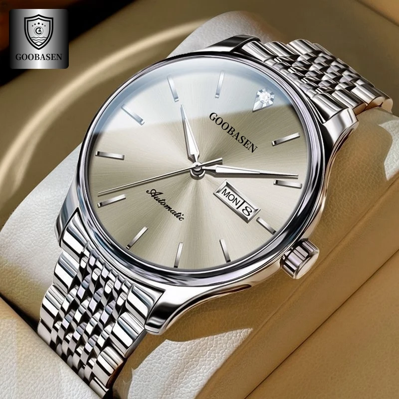 官方认证正品手表男士机械表全自动简约商务新款钢带男表防水夜光