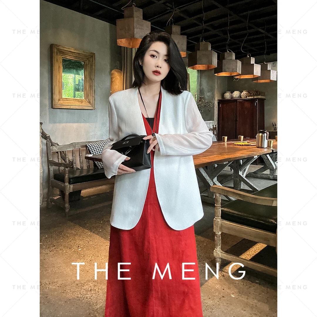 THE MENG【心怡】醋酸休闲气质显瘦简约修身设计感西装#M242E0003