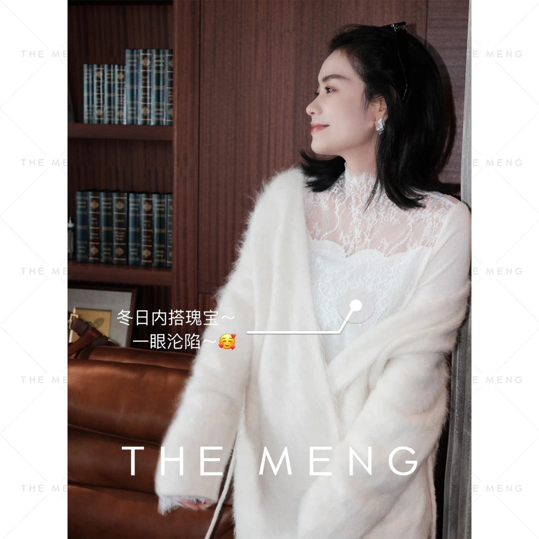 THE MENG【少女心】【自由】秋冬轻奢蕾丝优雅毛针织衫#M251E0004