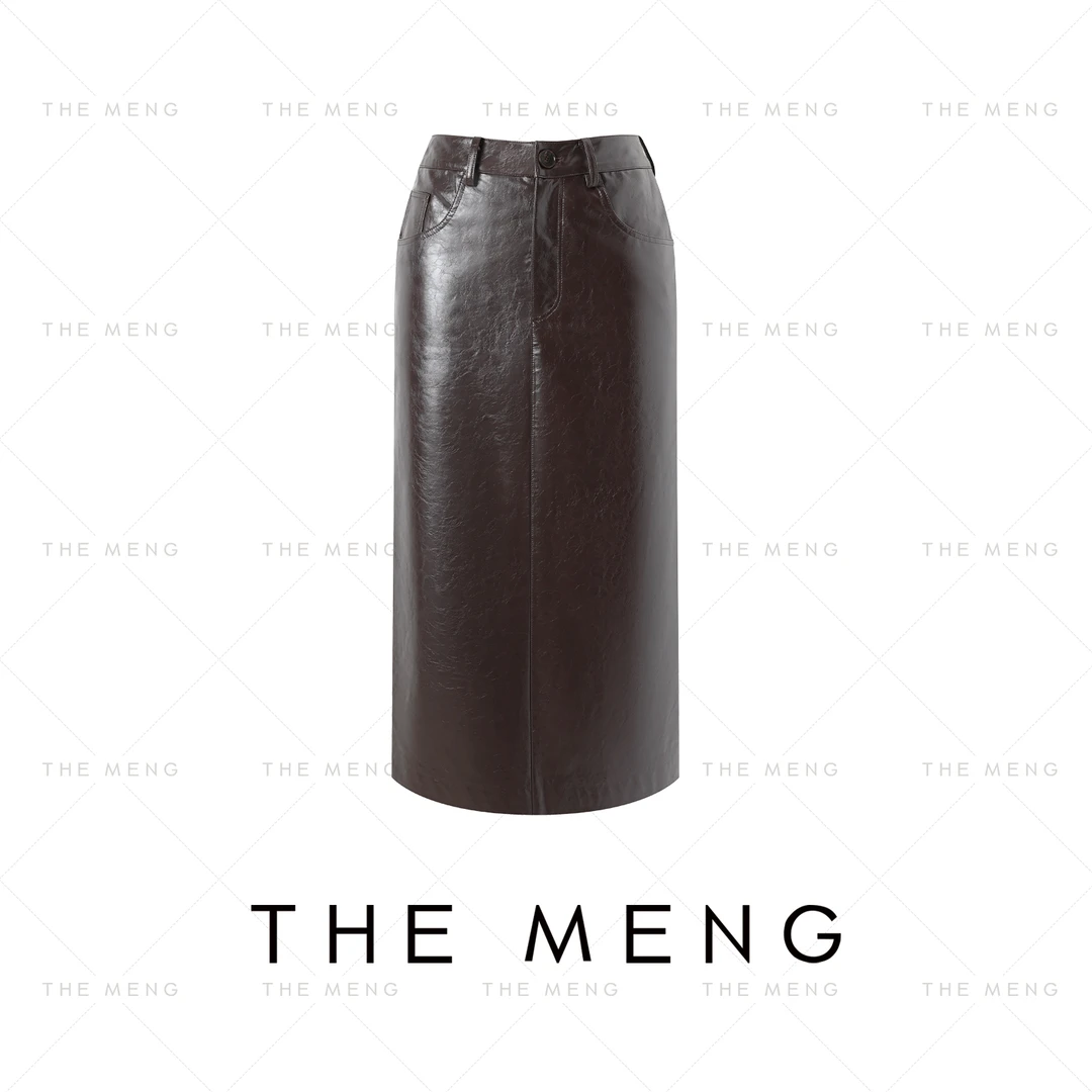 THE MENG【古雅】【自由】极简通勤静奢高级感纯色半身裙#M243Q0077