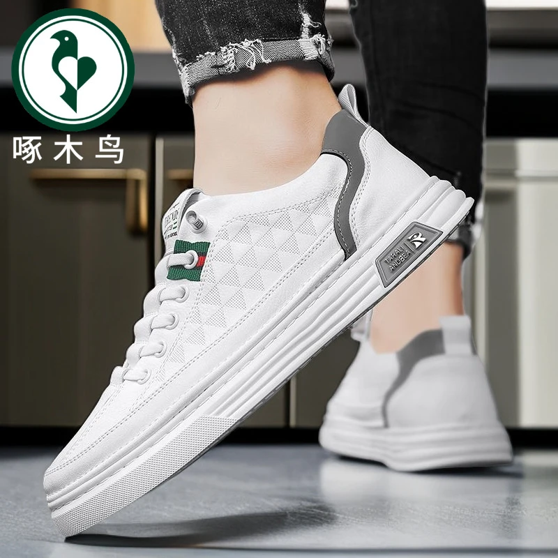 【啄木鸟】正品2024透气夏季潮鞋白色百搭男鞋白鞋休闲小白鞋时尚