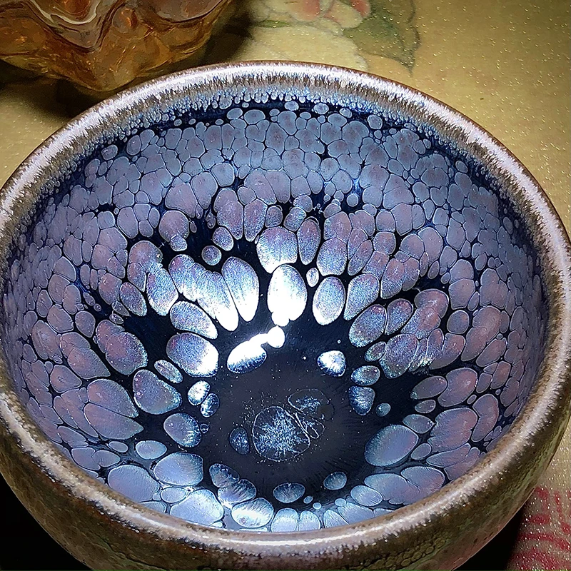 正宗佳品传统大师手工大号专用紫金油滴盏原釉黑瓷窑变主人杯茶盏