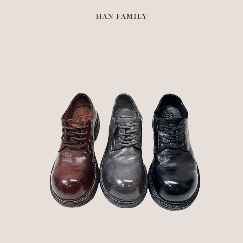 HAN FAMILY/大汉之家米奇德比马皮低帮百搭马皮情侣同款时尚