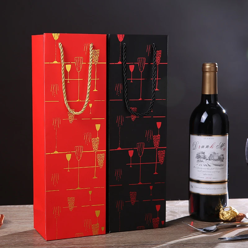 加厚红酒手提袋包装袋纸盒子单支双支葡萄酒礼品纸袋子送礼红酒袋