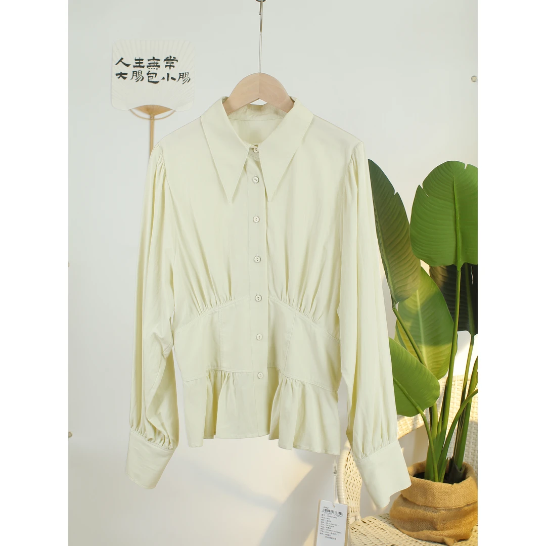 衬衫显瘦衬衣长袖百搭时尚休闲宽松设计感纯色16840