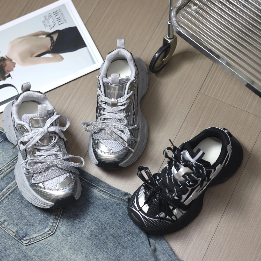 “港风老爹鞋”2024时尚透气老爹鞋女百搭爆款小个子厚底老爹鞋