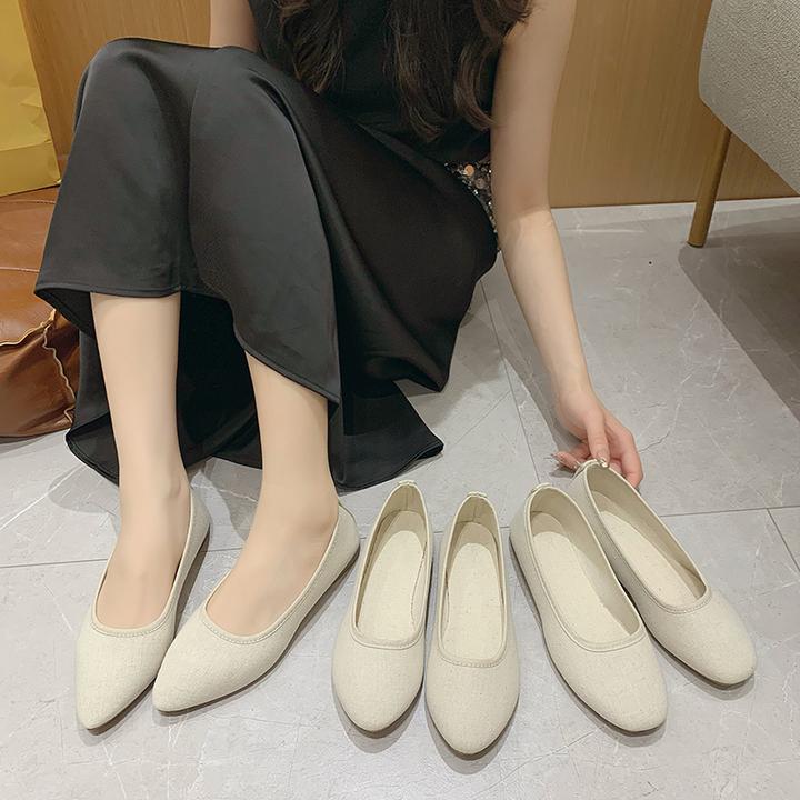 牛筋底棉麻布透气舒适女鞋单鞋平底防滑防臭汉服茶室居士孕妇鞋