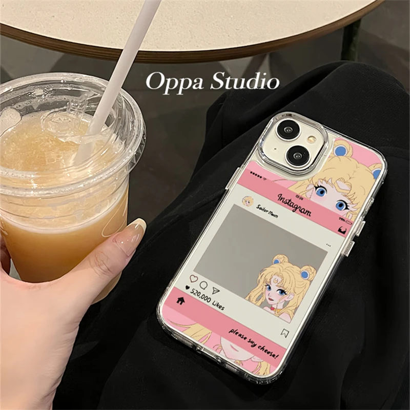 ins创意美少女适用苹果15新款iPhone13镜子12防摔15plus女手机壳x