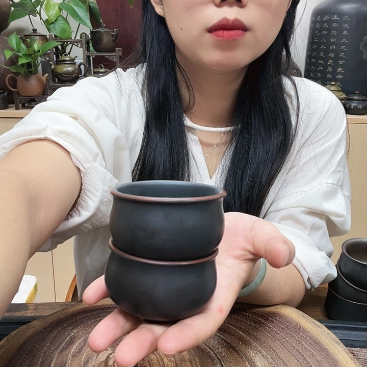 壶用****3老韩坭兴陶  电烧客杯一对