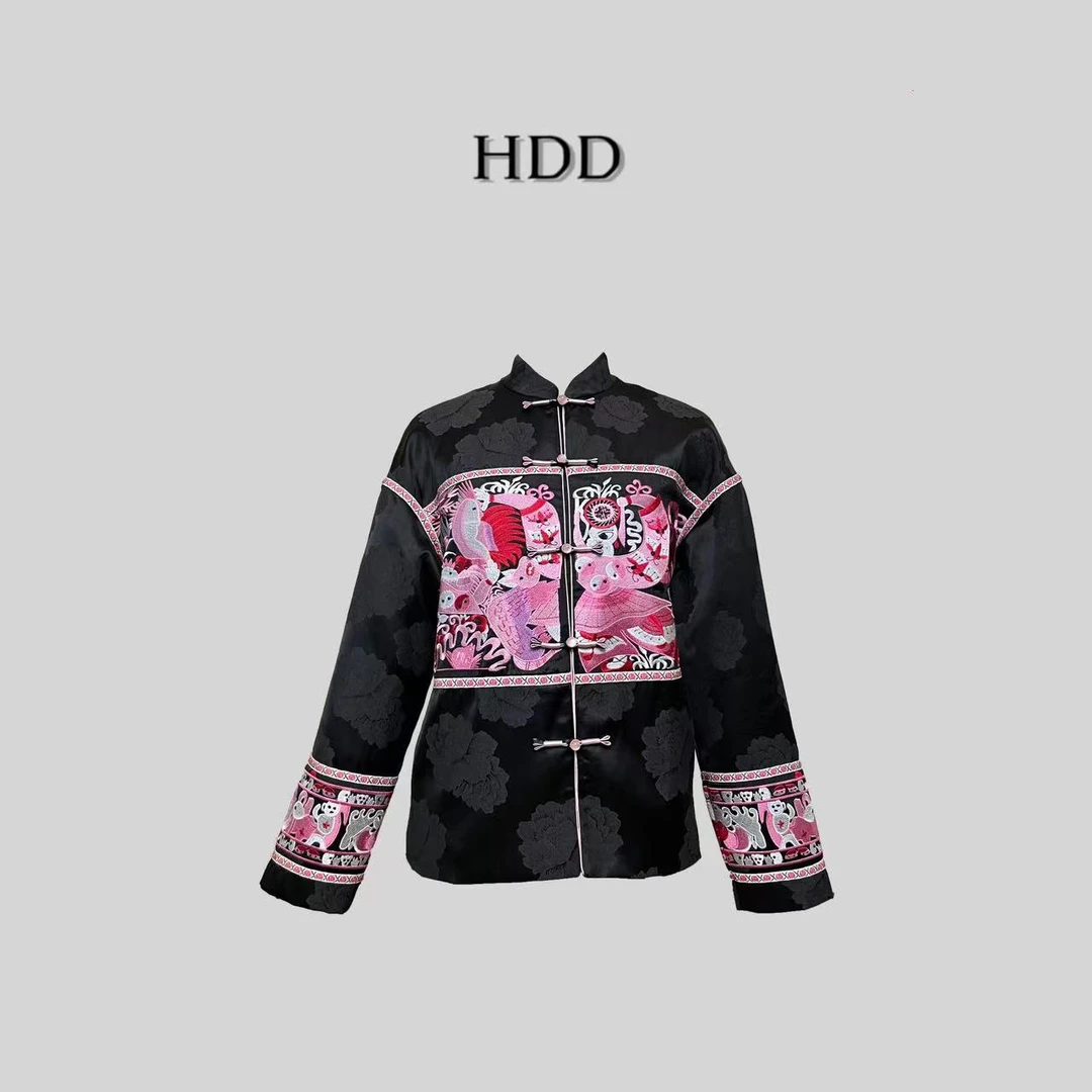 HDD/侯點點/Y3781款撞色国风象鸟图新款外套