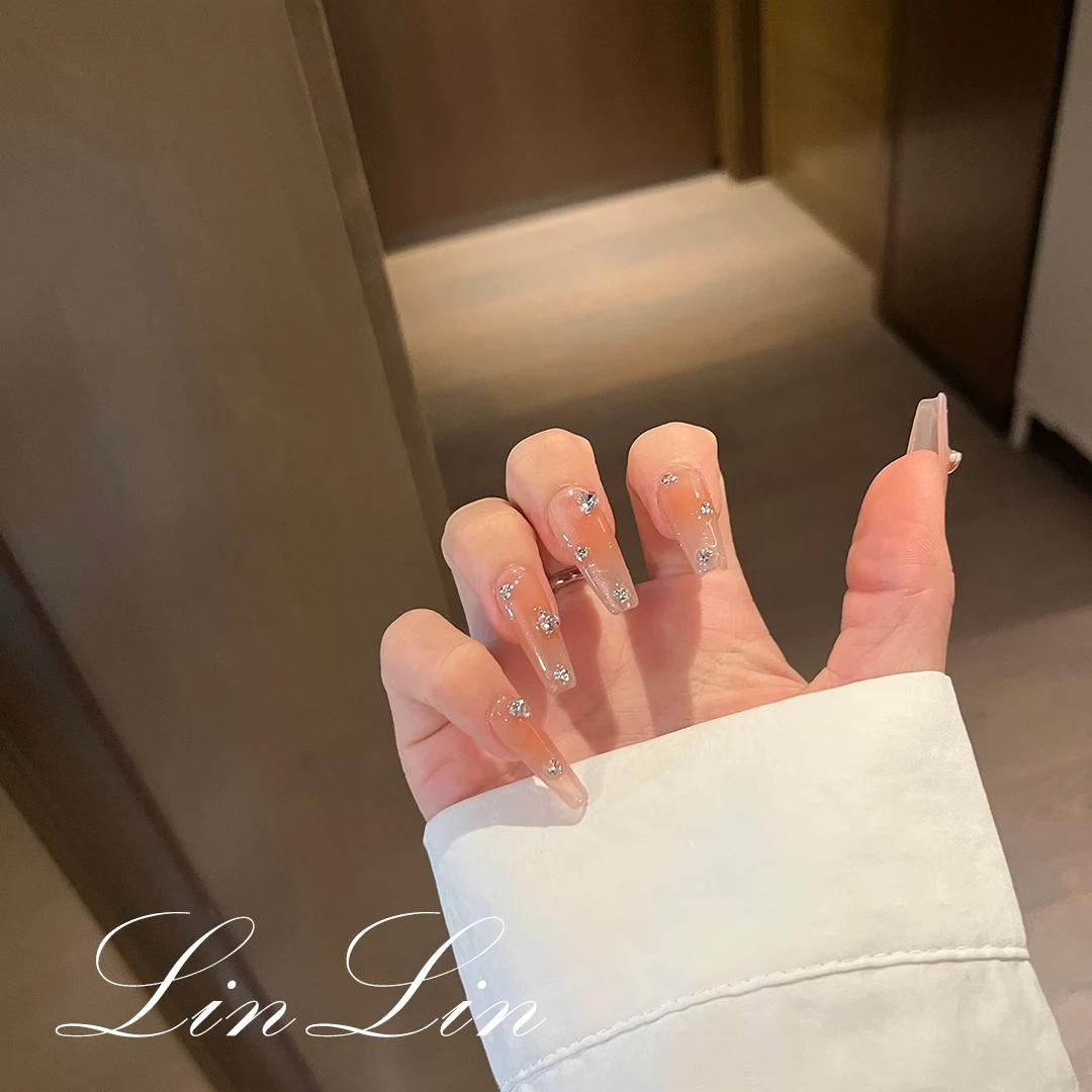 ScoLin【蜜桃甜心】手工日式定制甲片施华洛纯欲腮红长芭蕾穿戴甲