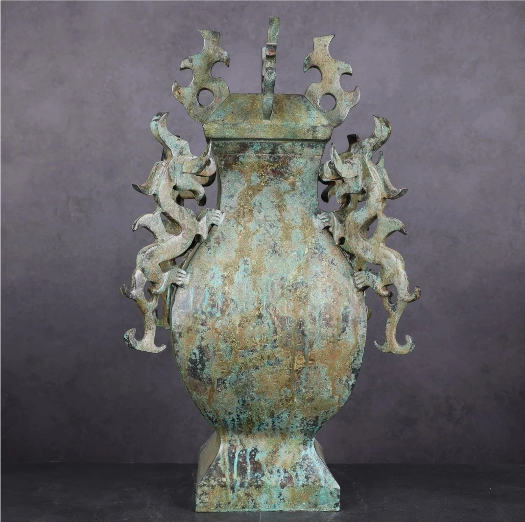 中山王山壶仿古青铜器家居桌面摆件手工玄关复古古典铜摆件