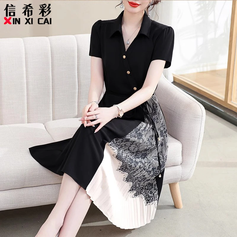 年轻妈妈连衣裙夏款洋气高贵中老年夏季气质裙子中年妇女遮肚长裙