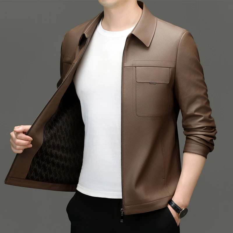 军军同款阿雷真皮修身皮衣男士潮流修身男装真皮西装时尚 2393