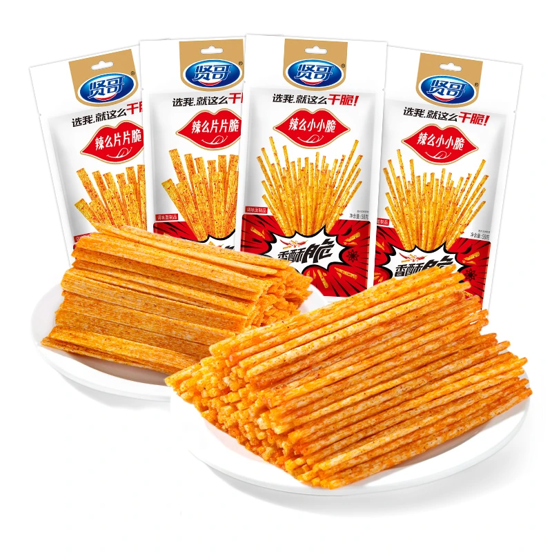 【二姐清仓 2024年3月到期】贤哥香辣58g片片脆辣棒网红辣条零食