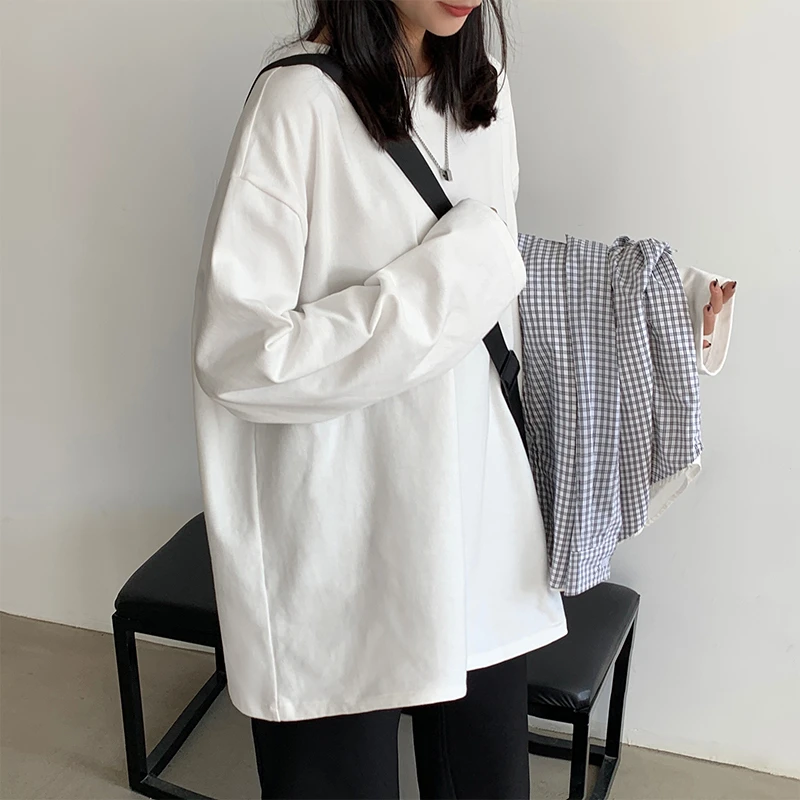 螺纹300g重磅纯棉打底衫长袖t恤男春秋潮牌oversize情侣上衣外套