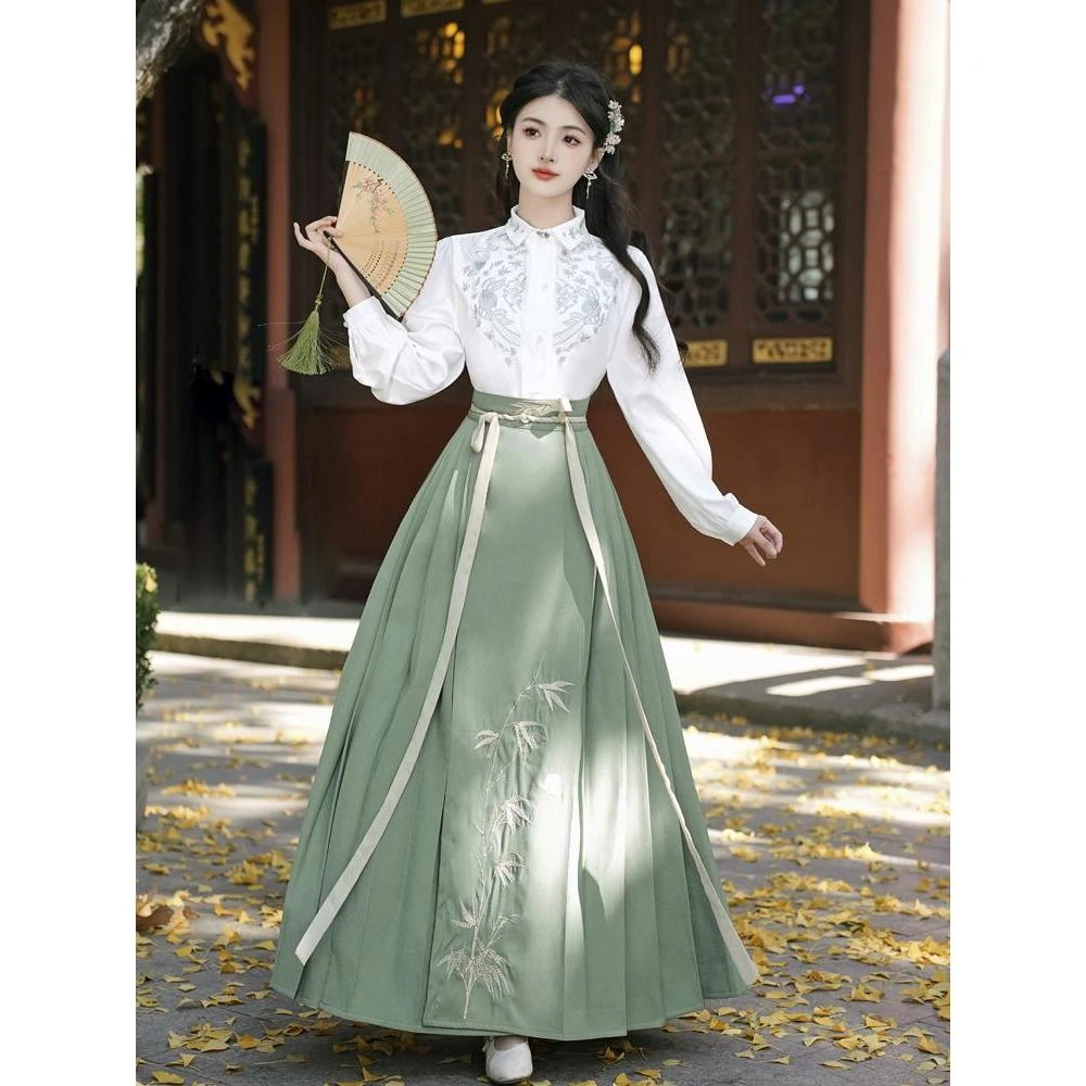 新中式小个子马面裙套装女春季2024新款国风改良明制汉服日常穿搭