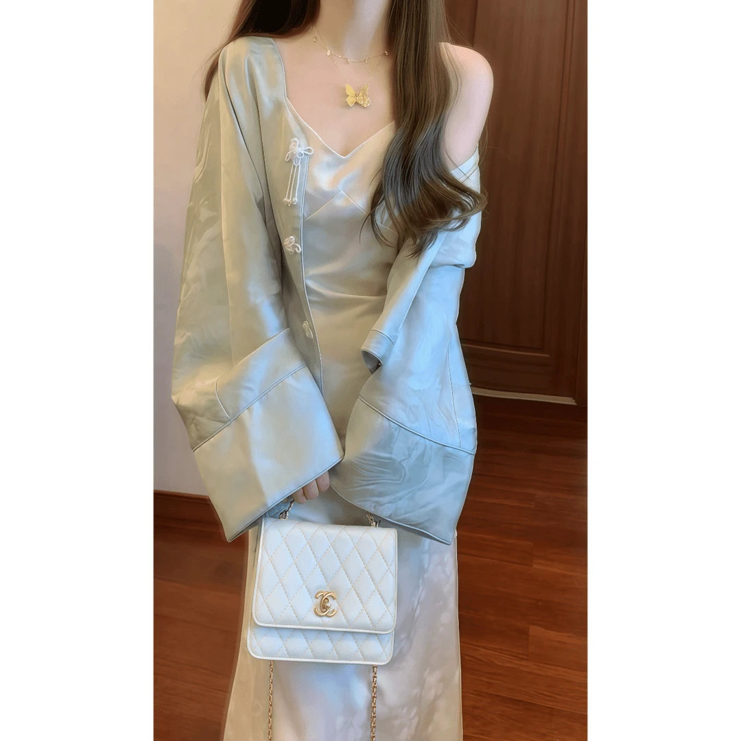 新中式外套女超好看复古盘扣新国风上衣吊带裙秋季套装裙法式小众