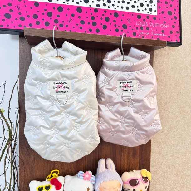 宠物衣服狗狗猫咪日韩秋冬加绒棉衣蝴蝶结绗缝保暖棉袄中小犬服装