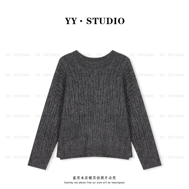 【YANYAN】秋冬新款纯色亮片坑条毛衣长袖YY-7226