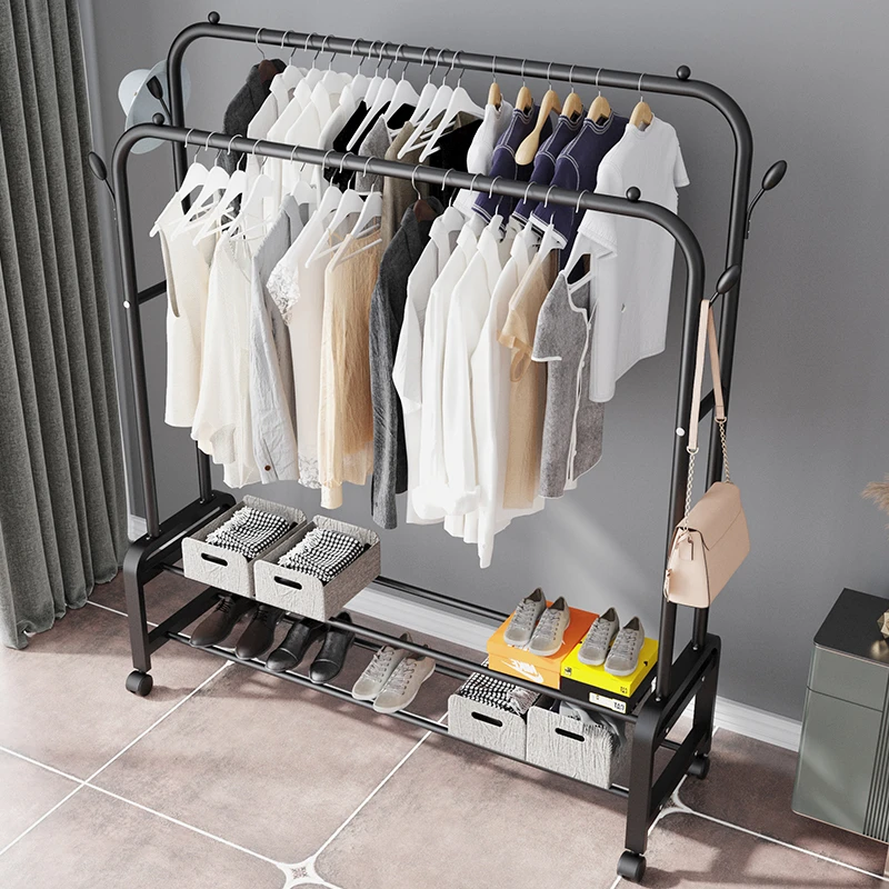 晾衣架落地卧室单杆挂衣架室内简易家用阳台挂晒衣架子客厅衣帽架