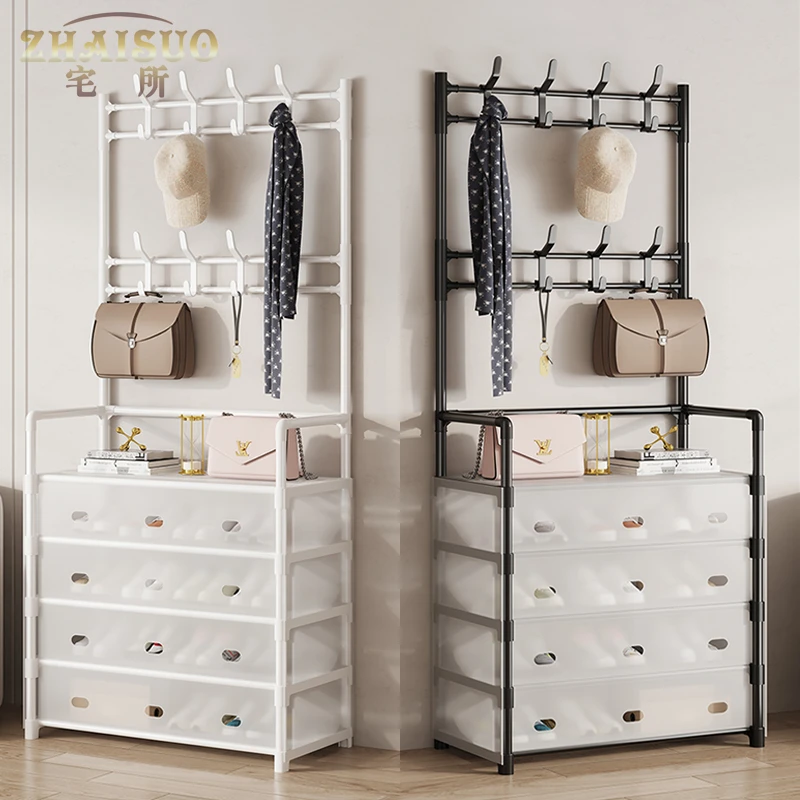 宅所五层防尘鞋帽一体架多层鞋架网红鞋架简易置物架家用门口包架
