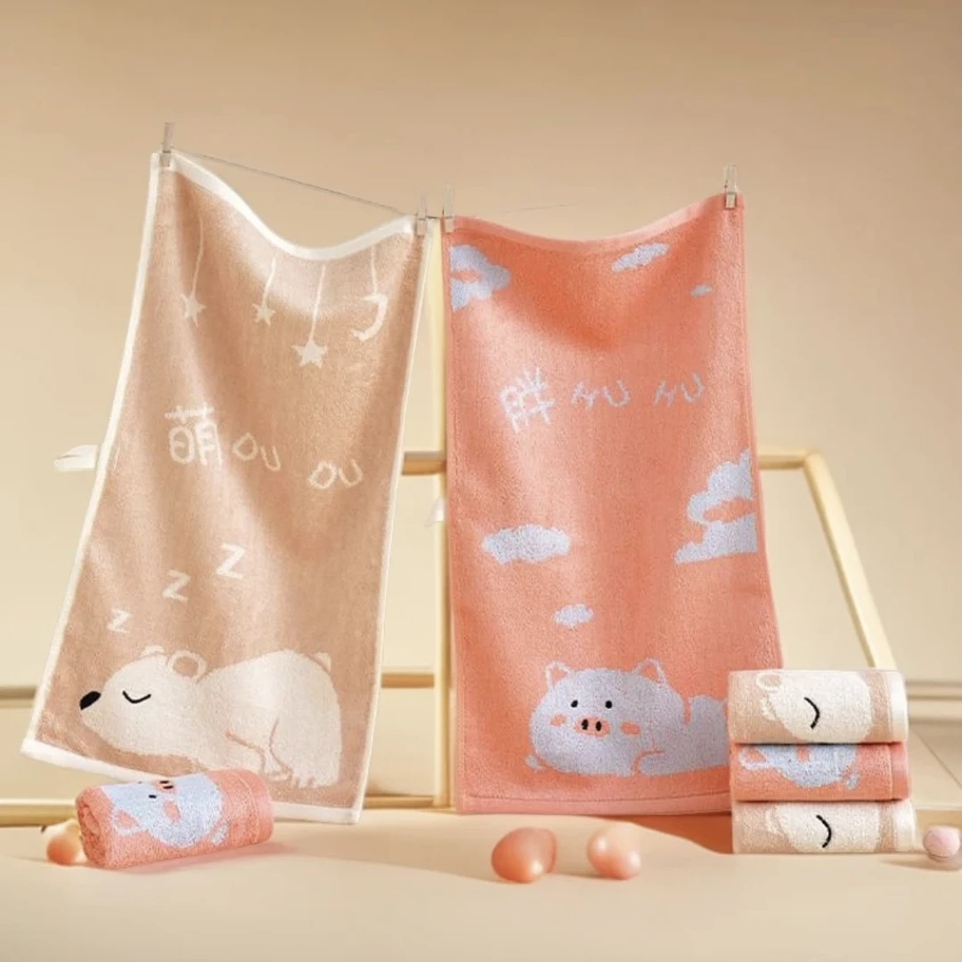 天源家纺竹纤维竹浆卡通儿童擦脸巾柔软吸水面巾不掉毛小毛巾可挂