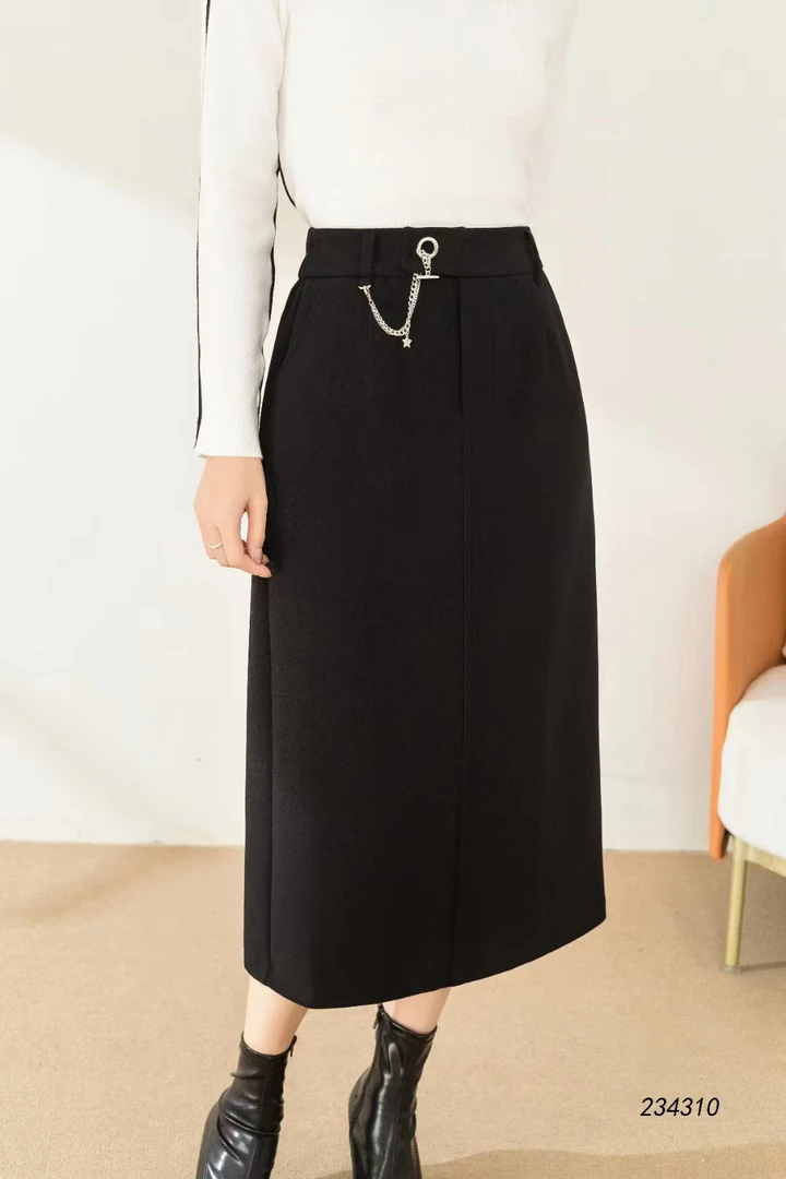 冬款休闲百搭毛料半裙