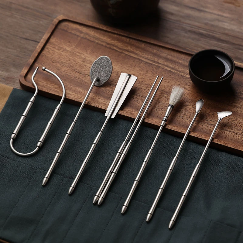 【花兮吖】白铜镀银仿古专业香具套装打篆空熏七件套高阶香道用具