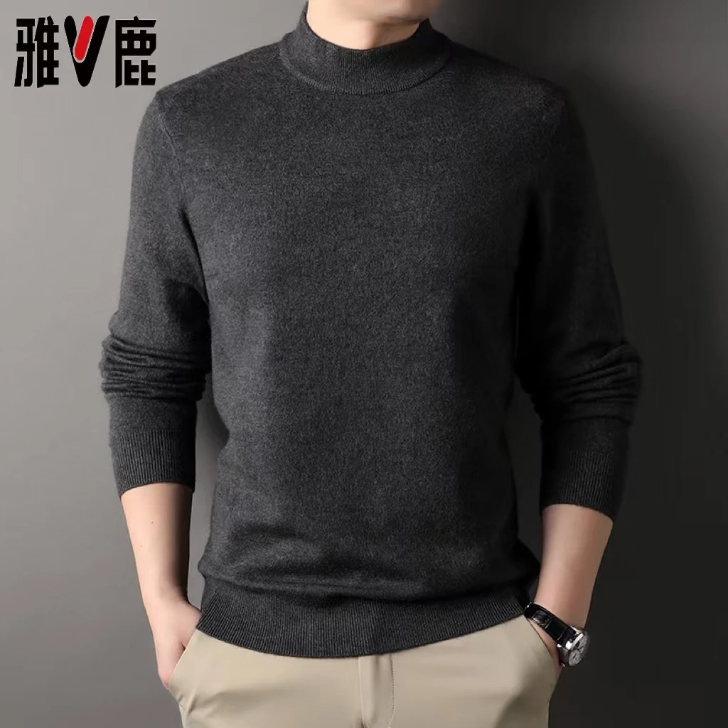 【雅鹿】2024含绵羊毛针织衫男士半高领秋冬休闲百搭24589