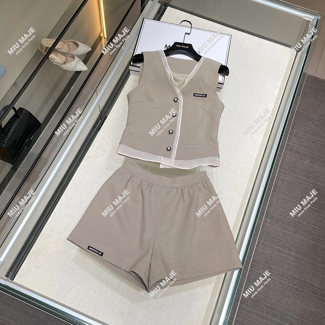 MIUMEM新款卡其色马甲裤子两件套女装高级感时髦套装DY4407